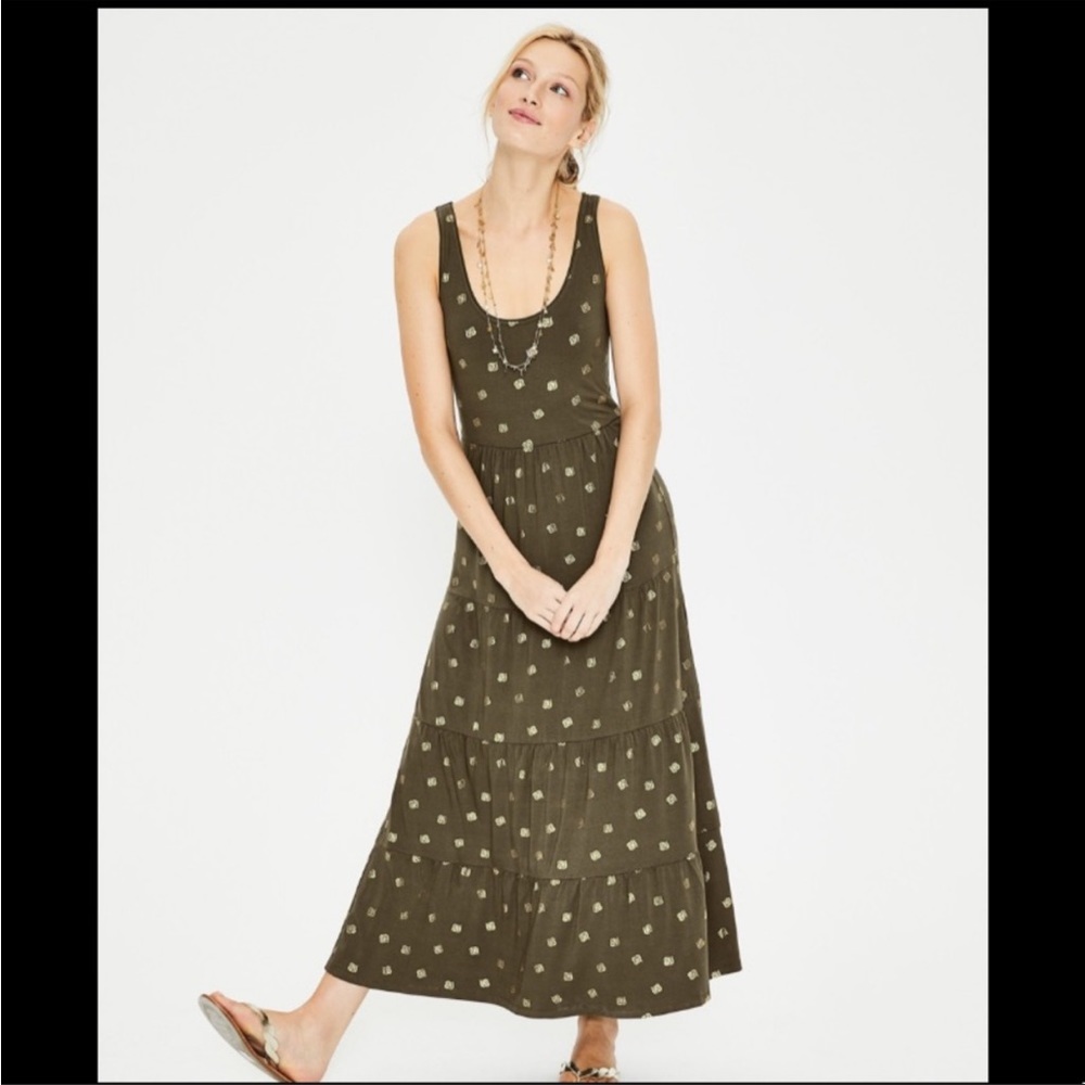 Boden Maya Jersey Maxi Dress, Khaki foil